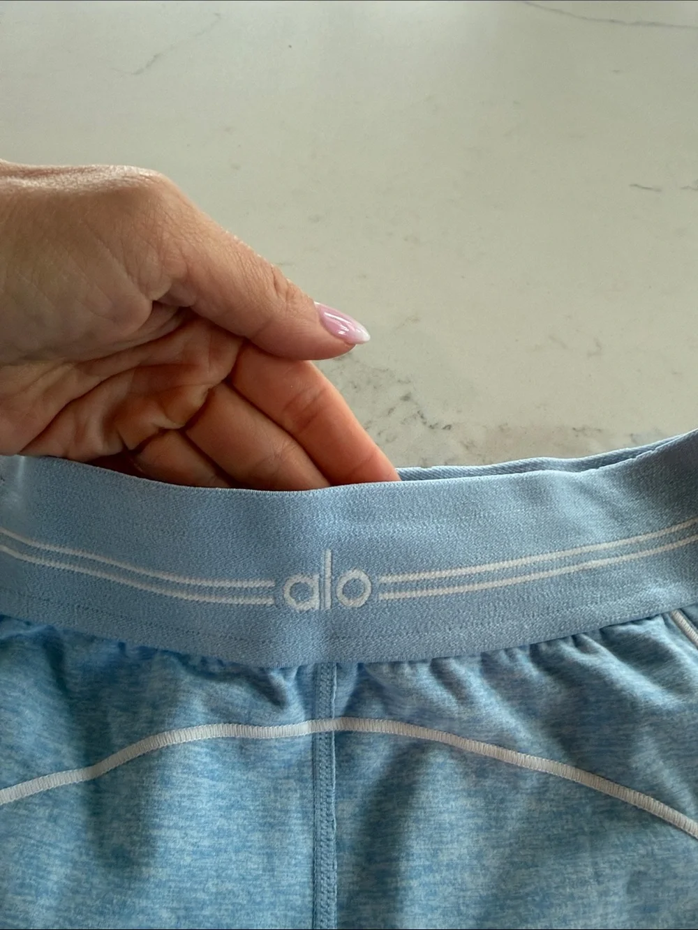 ALO Yoga Alosoft Light Blue Heathered Performance Leggings